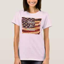 ビューティフル・アメリカ ピンク 愛国心あふれる女性用Tシャツ Tシャツ