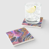 ビューティフル&カラフル抽象芸術マーブルデザイン ストーンコースター (横)
