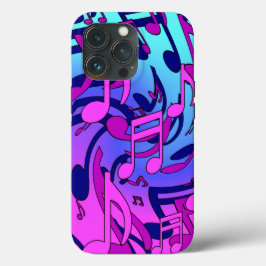 ビューティフル・ミュージック・ミュージカル・パターン ピンク パープル アクア iPhone 13 PROケース