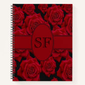 ビューティフル&レエレガントッドローズ開花 – モノグラム ノートブック (正面)