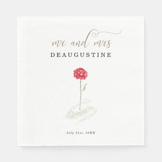 ビューティーアンドザビーストのウェディング スタンダードランチョンナプキン (正面)