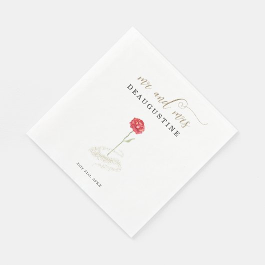 ビューティーアンドザビーストのウェディング スタンダードランチョンナプキン (角)