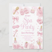 ビューティースパデイ ピンクパーティー招待状 招待状 (正面)