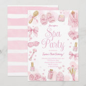 ビューティースパデイ ピンクパーティー招待状 招待状 (正面/裏面)