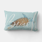 ビューティ絵を描ーシーウミガメビーチ文字 ランバークッション (裏面)