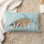 ビューティ絵を描ーシーウミガメビーチ文字 ランバークッション (ブランケット)