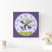 ビューテパーソナライズされたィブル蝶の子供部屋時計 スクエア壁時計 (ホーム)