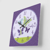 ビューテパーソナライズされたィブル蝶の子供部屋時計 スクエア壁時計 (傾斜)