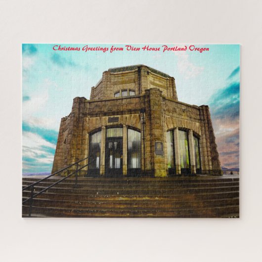 ビューハウスポートランドオレゴン。クリスマスの挨拶 ジグソーパズル (横)