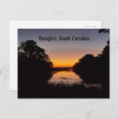 ビューフォートサウスカロライナ湿地サンセットオーバーウォーター ポストカード (正面/裏面)