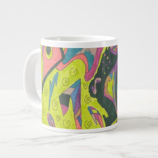ビューホールド、オリジナル抽象芸術 ジャンボコーヒーマグカップ (正面左)