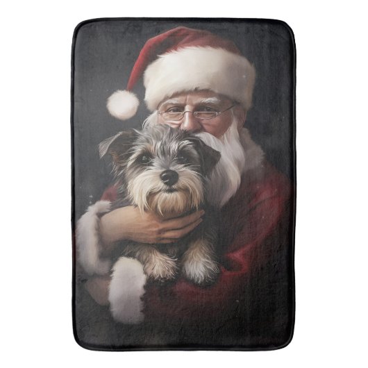 ビューラー・テリアとサンタクロースのクリスマス バスマット (正面縦)