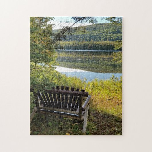 ビューレイクベイリーアッパー半島のベンチ ジグソーパズル (縦)