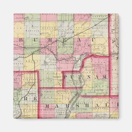 ビューロー、プットナム、スターク、マーシャル郡 マグネット (正面)