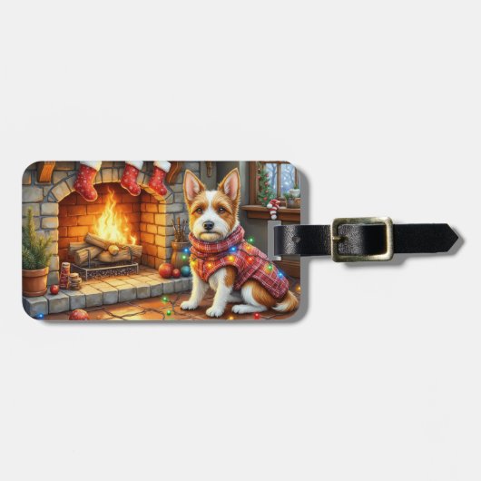 ビューワーテリアのクリスマスストーブ ラゲッジタグ (正面横)