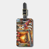 ビューワーテリアのクリスマスストーブ ラゲッジタグ (正面縦)