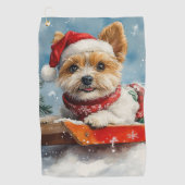 ビューヴァーテリア犬のそり Christmas Snow Day ゴルフタオル (正面)