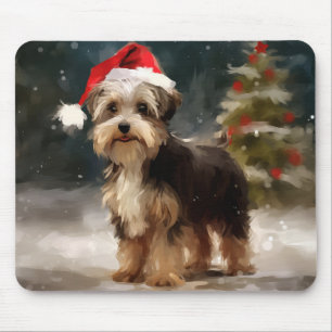 ビューヴァーテリア犬の雪のクリスマス マウスパッド