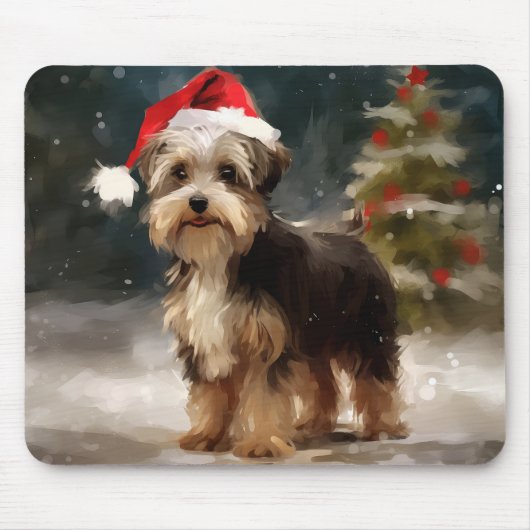 ビューヴァーテリア犬の雪のクリスマス マウスパッド (正面)
