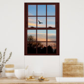 ビュー飛んでいるの錯視を持つバードウィンドウ ポスター (キッチン)