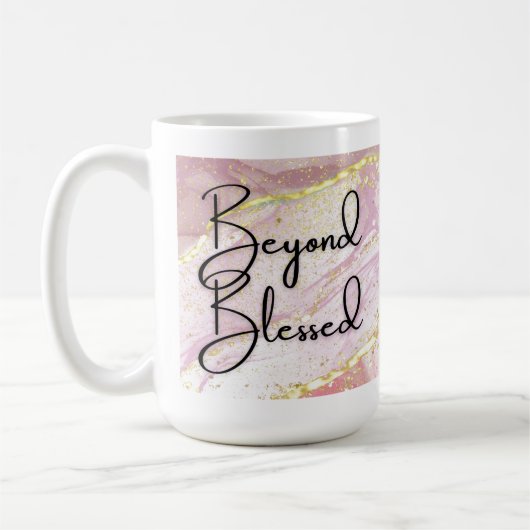 ビヨンドピ賛美ンク金ゴールド大理石15ozマグカップ コーヒーマグカップ (左)