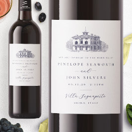 ビライタリアンイラストレーション結婚式招待状 ワインラベル