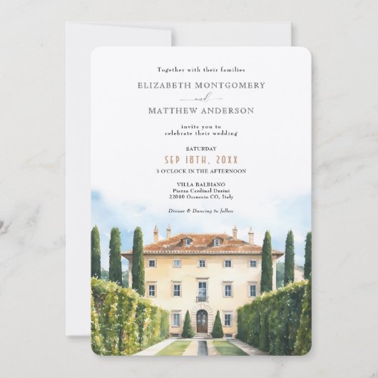 ビライタリアンバルビアノウォーター結婚カラー 招待状 (正面)