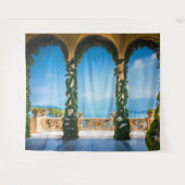 ビライタリアンビーチシーンターコイズブルーシー タペストリー (正面(横))