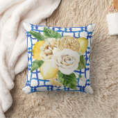 ビライタリアンレモンとバラブルータイル クッション (ブランケット)