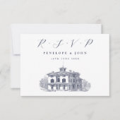 ビラエレガントイタリアンイラストレーション結婚ズ 出欠カード (正面)