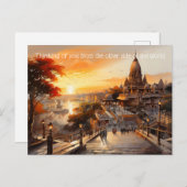 ビラスタイルインディアンヒンドゥー教寺院の水色 ポストカード (正面/裏面)