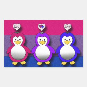 ビラブビプライドかわいいペンギン 長方形シール