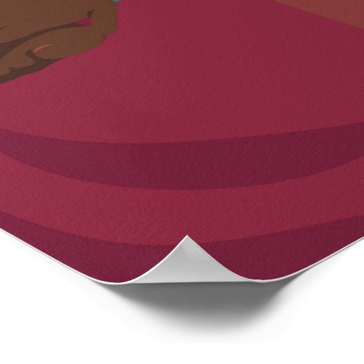 ビリディアンの緑の植物を持つ黒い巻き毛の女性 ポスター (角)