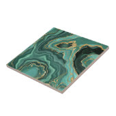 ビリディアングリーンマーブルアンド金ゴールド抽象芸術 タイル (側面)