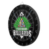 ビリパーソナライズされたヤード名キューラックプールルーム ダーツボード (正面右)