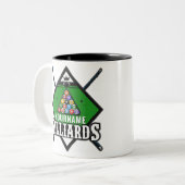 ビリパーソナライズされたヤード名キューラックプールルーム ツートーンマグカップ (正面左)