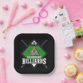 ビリパーソナライズされたヤード名キューラックプールルーム ペーパープレート (パーティー)