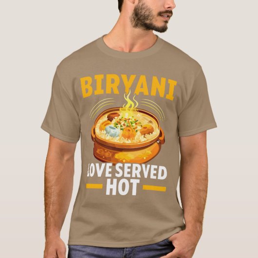 ビリヤニ好きインド料理デシフードインド米飯おもしろ Tシャツ (正面)