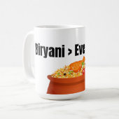 ビリヤニ > 面白い食べ物好きTシャツ コーヒーマグカップ (正面左)