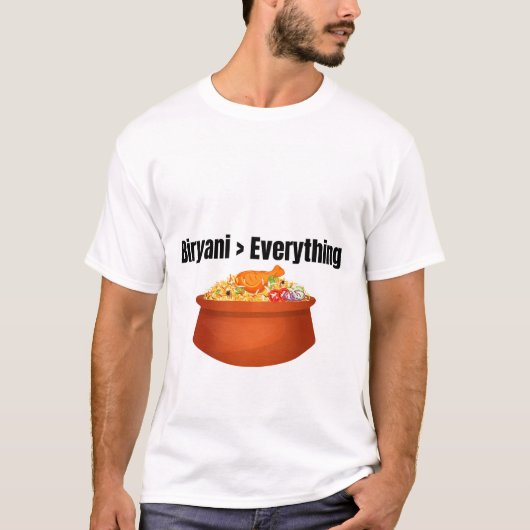 ビリヤニ > 面白い食べ物好きTシャツ Tシャツ (正面)