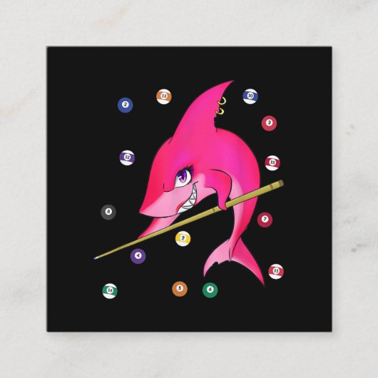 ビリヤーおもしろいド·プール·シャーク·メス スクエア名刺 (正面)