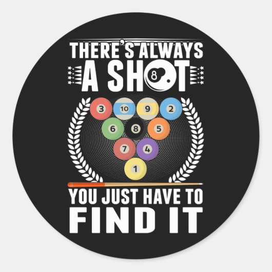 ビリヤードおもしろいジョークキュースヌーカープールプレーヤー ラウンドシール (正面)