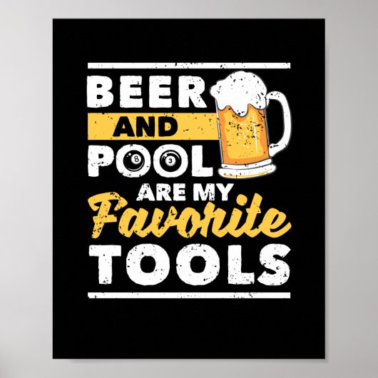 ビリヤードおもしろいヤーのビリヤード8個 ポスター (正面)