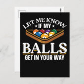 ビリヤードおもしろい引用文プールプレイヤー ポストカード (正面/裏面)