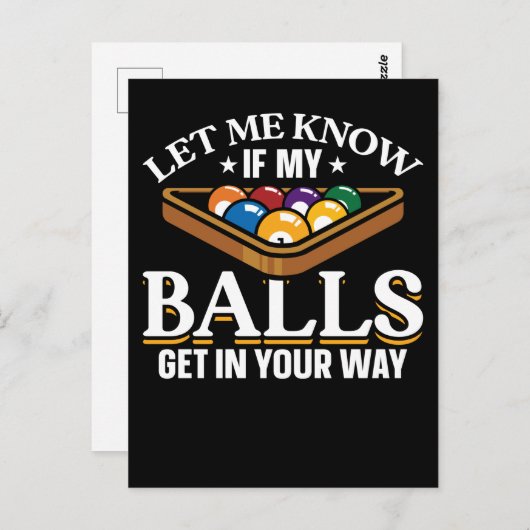 ビリヤードおもしろい引用文プールプレイヤー ポストカード (正面/裏面)