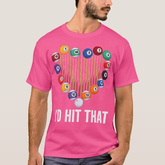 ビリヤードおもしろい選手のビリヤード・ボールを当てる Tシャツ (正面)