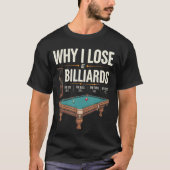 ビリヤードで負ける理由 楽しいビリヤードプレイヤー ビリヤード Tシャツ (正面)