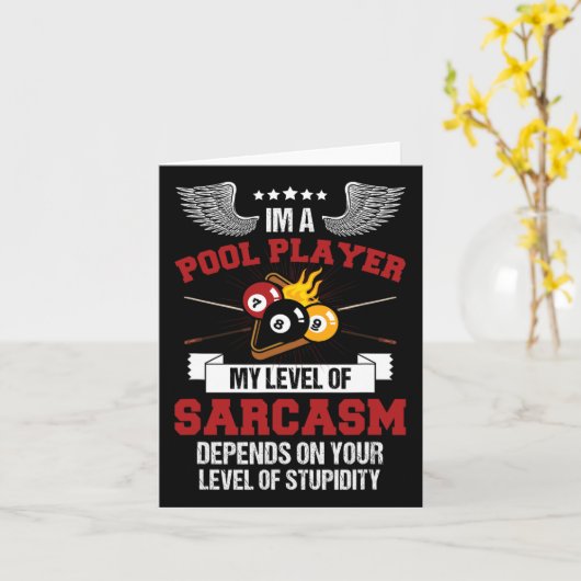 ビリヤードとスヌークおもしろいを皮肉るプールプレーヤー カード (黄色い花)