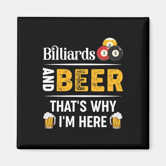 ビリヤードとビールThats Me Here Pool Player マグネット (正面)