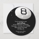 ビリヤードのエイトボール誕生日パーティー招待状 招待状 (正面)